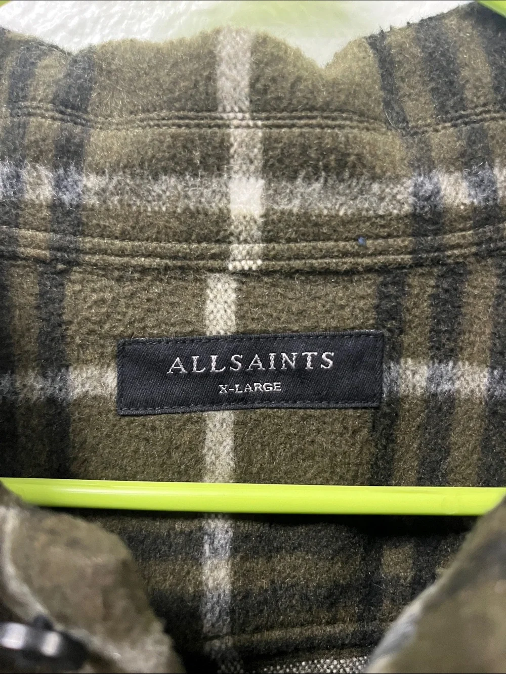 AllSaints Olive and Black Plaid Shirt Jacket